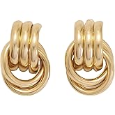 Gold Earrings for Women Chunky Knot Statement Drop Dangle Earrings Lightweight Trendy Ear Studs Jewelry Valentine's Day Gifts