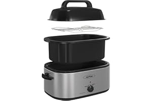 Sunvivi Electric Roaster,28 Quart Roasting Oven with Self-Basting Lid Removable Pan,Turkey Roaster Oven with 150 to 450F Temp