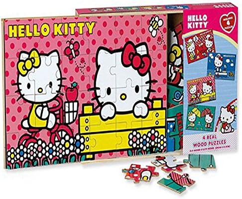 Hello Kitty 4 Wood Puzzles In Wooden Storage Box by Jossy's