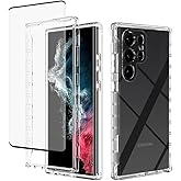 Zoeirc Case for Galaxy S23 Ultra Case with Tempered Glass Screen Protector, Soft 360 Full Body Shockproof Hybrid Bumper Crystal Clear Case Cover for Samsung Galaxy S23 Ultra (Clear)