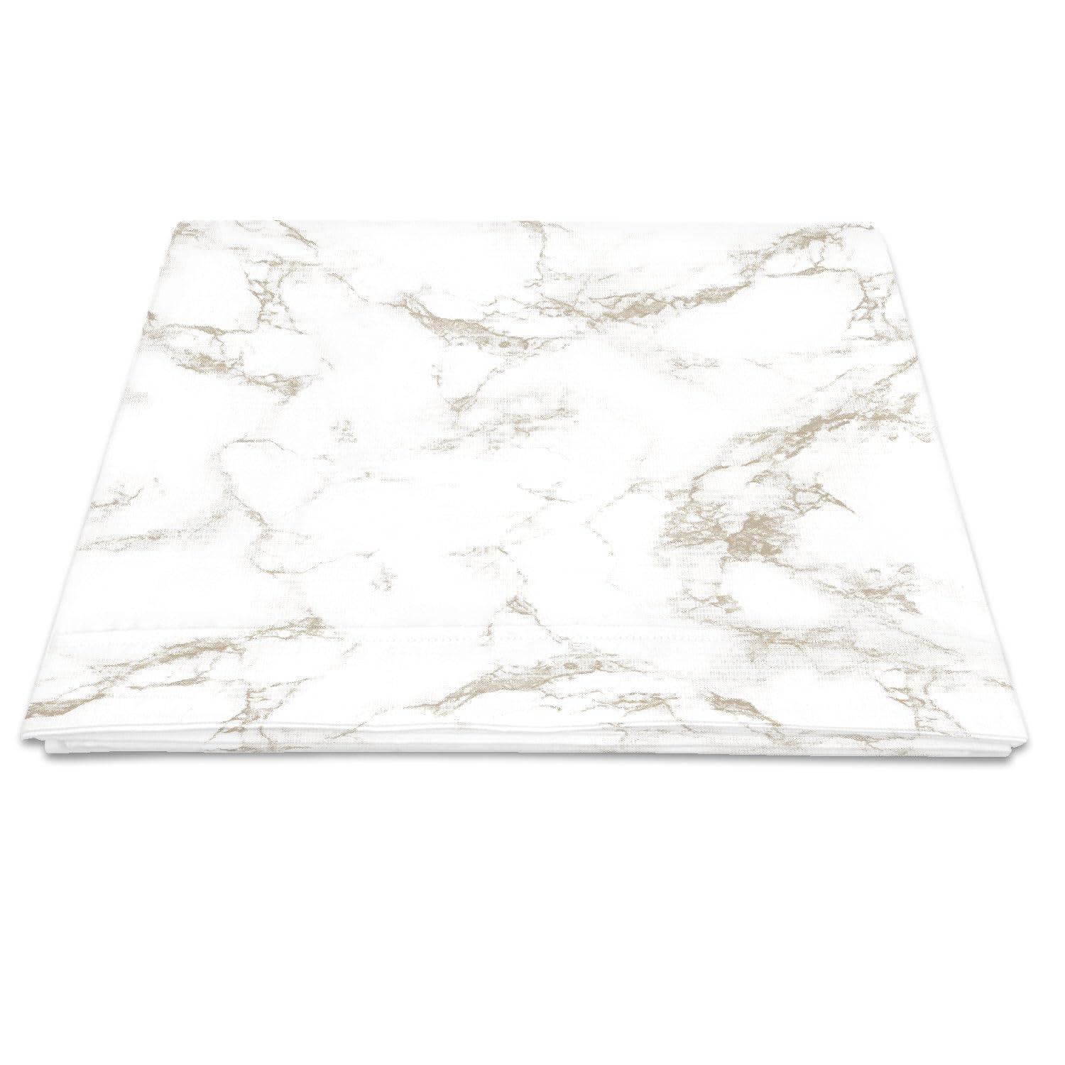 Pizuna Cotton Single Size Carrara Marble Taupe Print Flat Sheet 1 Piece Only, 100% Long Staple Combed Cotton Flat Bed Sheets 180cm x 280cm, Sateen Weave Cooling Flat Sheet Single (Printed Bed Sheets) — image 1