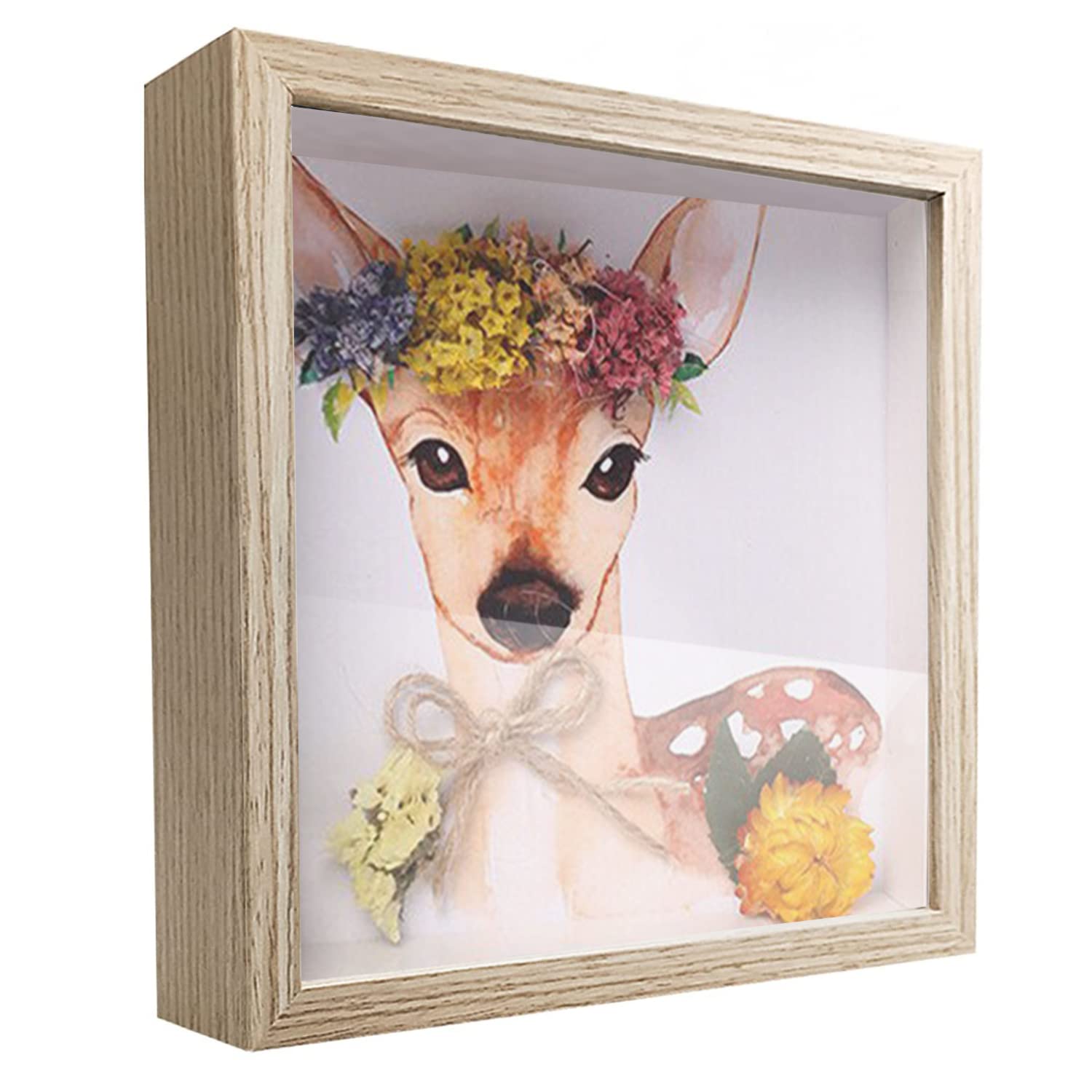 sunmeg 3D Shadow Box 5x5 Picture Frame Wooden Deep Box Display Personalised Photo Frames for Crafts, Anniversary, Wedding, Graduation