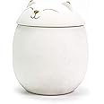 MEETPET Cat Urn Dog Urn Sized 3.2x2.9 and 4.9x4.25. A Smiley-Cat Pet Urn with a Memoria Card.Cat Urns for Ashes for Your Pet (33 cu/in, White)