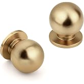 NIZADO Champagne Bronze Cabinet Knobs,Brass Knobs,12 Pack | Drawer Dresser Knobs,Round Ball Solid Gold Kitchen Cabinet Hardware, Diameter 1.06" (27MM)