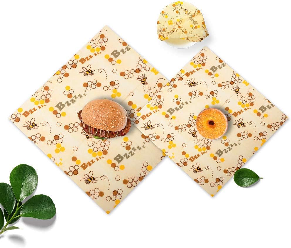 Reusable Beeswax Food Wrap Sandwich Bags Free Wrapping Paper Storage Handmade Packaging，Assorted 3 Pack
