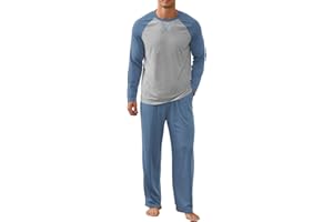 NITAGUT Men's Pajama Set Long Sleeve Sleepwear 2 Piece Loungewear with Pockets Soft Comfy Nightwear