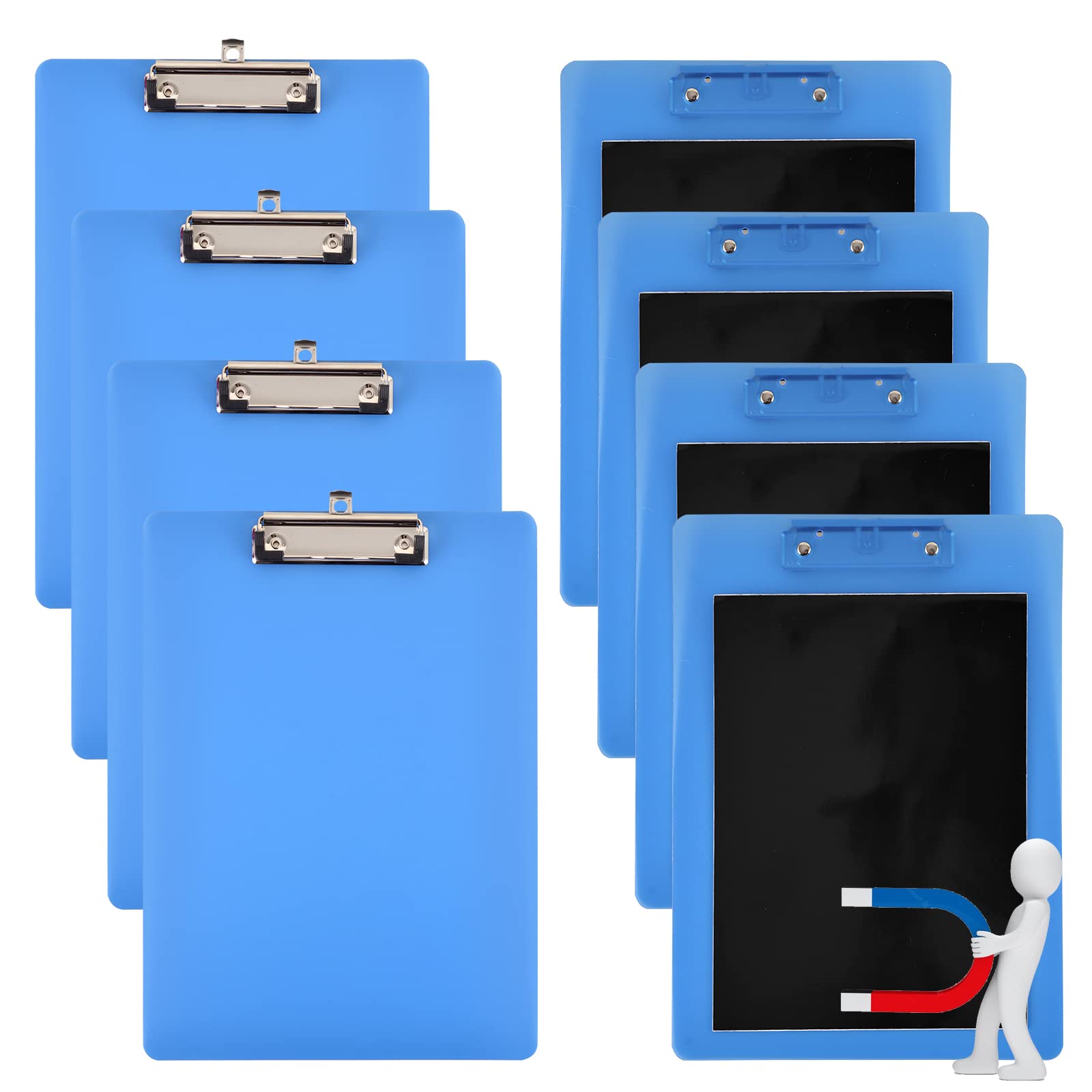 Photo 1 of 4 Pieces Blue Magnetic Clipboards Clip Board with Low Profile Letter Size Clipboards 9X 12.5 Inch Standard Clip for Refrigerator Office Home Classroom Factory