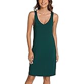 GYS Bamboo Viscose Sleeveless Nightgowns for Women V-neck Wide Strap Sleep Shirt