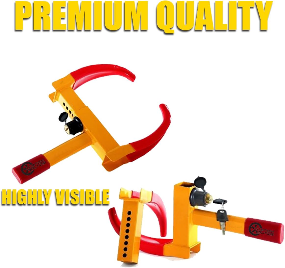 VaygWay Tire Clamp Wheel Lock- Metal Boot Stabilizer Anti Theft- Wheel Chock Lock Car Trailer Wheel-Security Travel Locking Claw Auto- Camper Car Van Truck SUV fit: Automotive