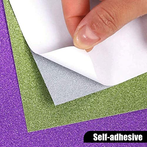 LOVEINUSA A4 Glitter Cardstock Paper, 30 Sheets Glitter Foam Sheet Self Adhesive Sparkle Vinyl Sticker for Gift Wrapping DIY Party Decorations 10 Colors