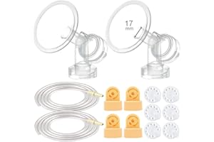 Maymom Breast Pump Kit Compatible with Medela Pump in Style Pumps; 2X Breastshields, 4 Valves, 6 Membranes, & 2 Pump-in-Style Tubing; (17 mm)