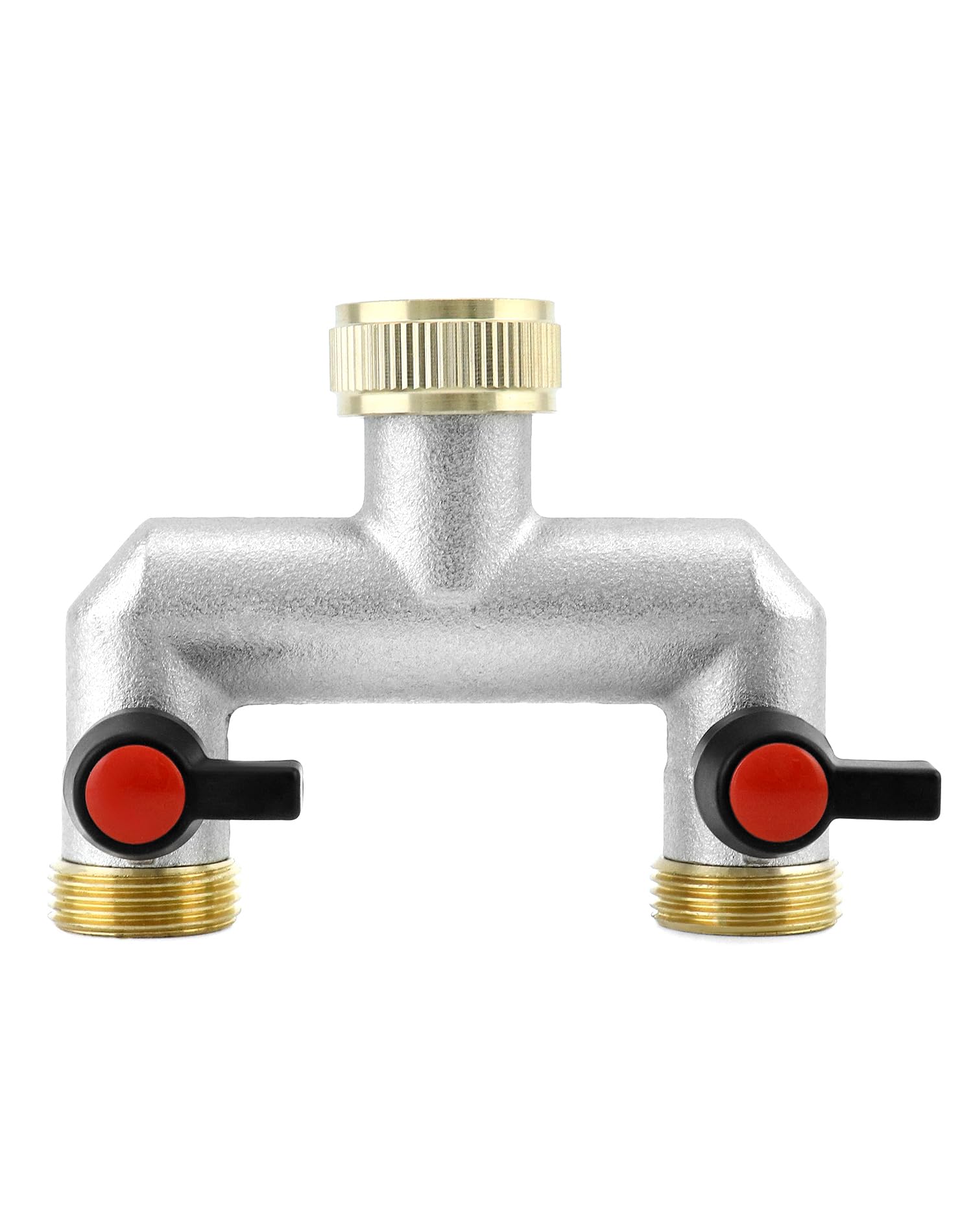 QWORK® Hose Splitter 2 Way 3/4" Brass Garden Tap Splitter Tap Splitter Hose Connect Splitter with On/Off Valves, Rust Resistant Tap Adapter for Home Garden and Kitchen