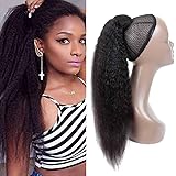 Seelaak 24inch Yaki Kinky Straight Human Hair Wrap Around Ponytail