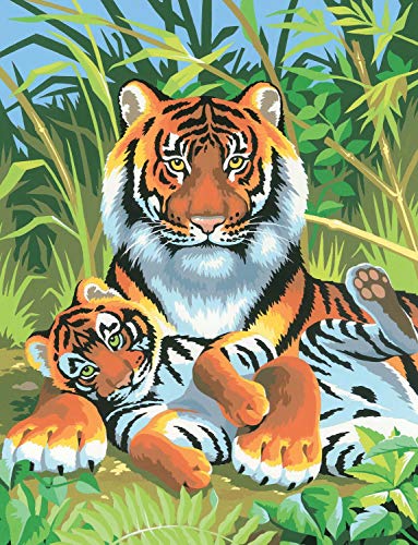 MAMMUT 8220029 - Malen nach Zahlen Junior, Tiger, Komplettset mit bedruckter Malvorlage im A4 Format, 8 Acrylfarben, Pinsel und Anleitung, Malset für Kinder ab 8 Jahre – Bild 3