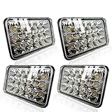 TURBOSII DOT Approved 4X6 LED Headlight Assemblies Hi/Lo Sealed Beam Replace H4651 H4656 Bulb Headlamps for KW Kenworth T600 W900 T800 Truck Peterbilt 379 Chevy S10 Blazer RV Freightliner Semi 4PCS