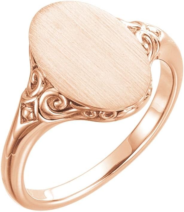 14K Rose Gold Oval Signet Ring Size 7
