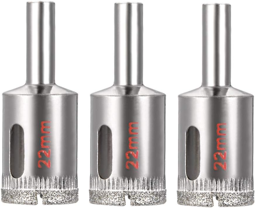 sourcing map 3pcs 22mm Diamond Tipped Drill Bit Hole Saw Cutter for Glass Tile Marble Fiberglass Ceramic Stone Bottles Pots