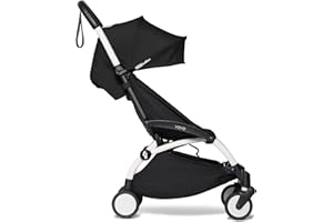 BABYZEN YOYO2 Stroller - Lightweight & Compact - Includes White Frame, Black Seat Cushion + Matching Canopy - Suitable for Children Up to 48.5 Lbs
