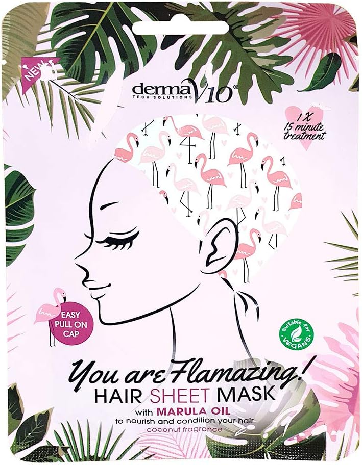 Derma V10 Hair Sheet Mask Nourishing and Conditioning X 4 Pack Vegan (4 Pack Marula Oil), 1 count (Pack of 4) - Image 4