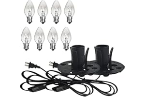 BUBYVV Salt Lamp Cord,Salt Lamp Cord and Base Assembly & Clip for All Himalayan Crystal Salt Lamps -8 Free 15W E12 Base Bulbs for Salt Lamp (2P)