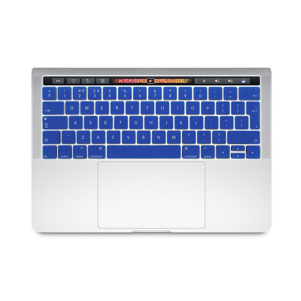 Se7enline Compatible with Macbook Pro 13 Keyboard Cover for MacBook Pro 13/15 inch Retina Display With Touch Bar Version 2016/2017/2018/2019/2020 Keyboard Cover Skin 13 inch (UK Layout), Deep Blue