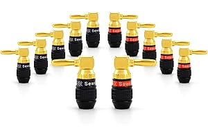 Sewell Deadbolt Right-Angle Banana Plugs, 6 Pairs Quick Connect Gold Plated Speaker Plugs 90 Degree