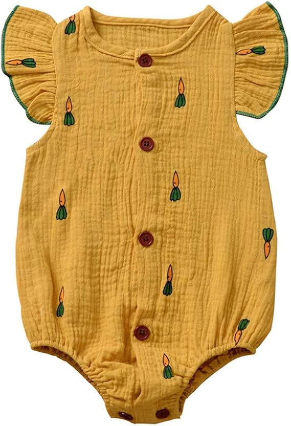 Amazon Co Jp ベビー服 ロンパース Regoss レジス 赤ちゃん服 女の子 フリル袖 前開き カバーオール 子供 にんじん サボテンプリント ボディースーツ 春夏 新生児服 肌着 かわいい ジャンプスーツ パジャマ お出かけ 撮影用 七五三 記念日 誕生日祝い 服 ファッション小物