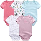 Chamie Newborn Baby Bodysuit 5-Pack Short Sleeve Baby Clothes for Boys and Girls