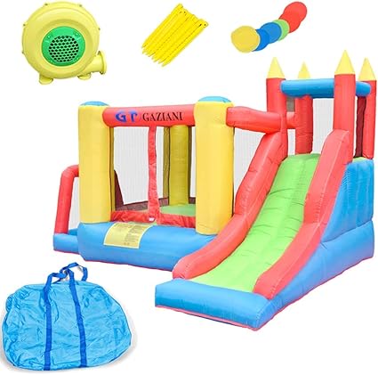 Amazon.com: LNATOVI Inflatable Bounce House, Jumping Bouncy Castle Slide with Air Blower, Family 