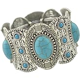 JRAIYBZ Turquoise Bracelet for Women,Boho Bracelets Vintage Western Cowgirl Bangle Bracelet,Western Jewelry for Women,Stretch Turquoise Jewelry