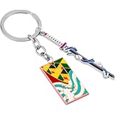 Weeb Keychains Demon Slayer Merch, Anime Keychain with Sword & Charm Plate, Demon Slayer Keychain & Gifts