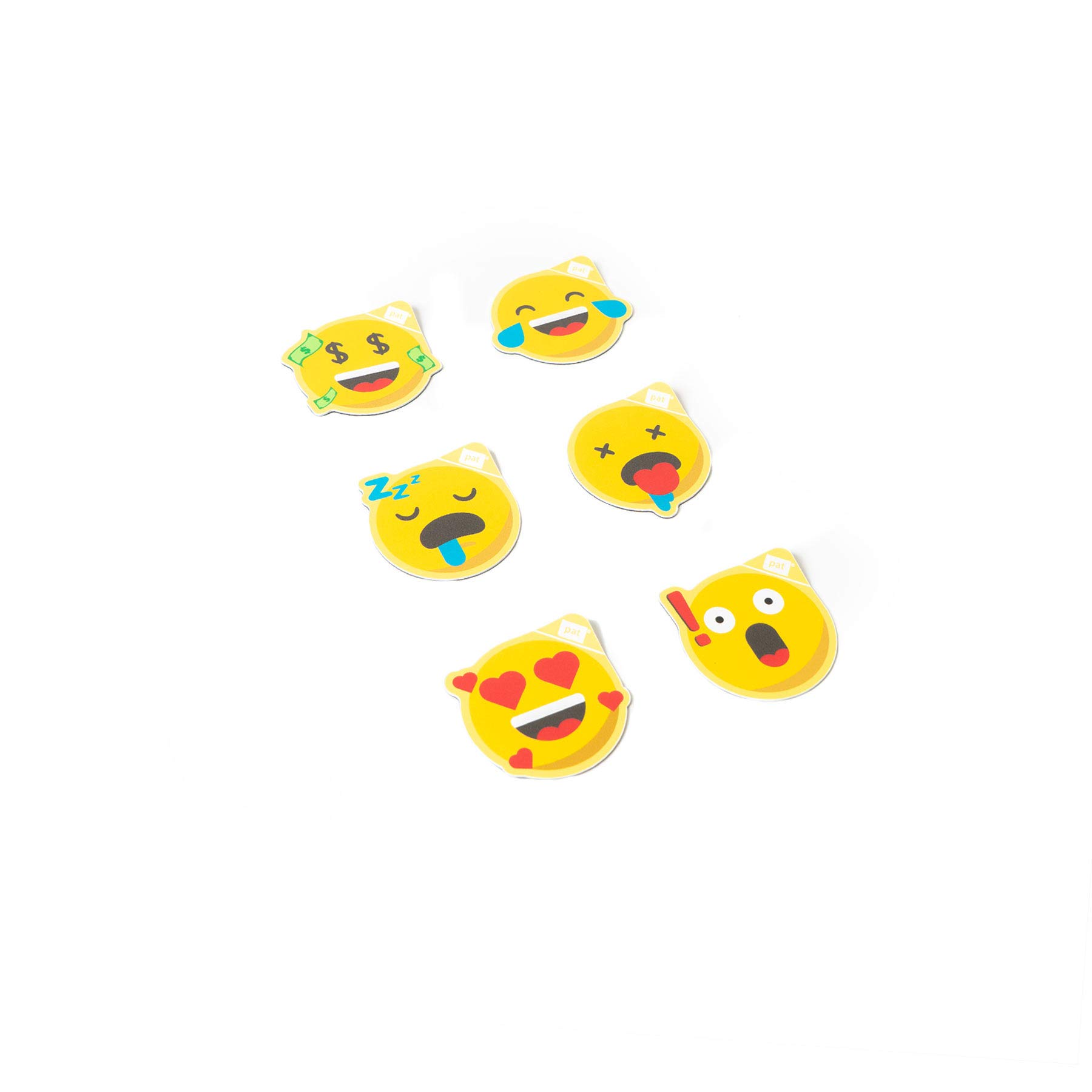 PATboard Emotion Icon Magnets - 5 cm ø, set of 6 Icons - Hearteyes, Money, Laughing, Sleepy, Dizzy, Alert - Magnetic Icons for Office Whiteboard Refrigerator Fridge
