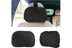JUNECARP Car Neck Pillow Soft Leather Headrest,Premium Interior Accessories Headrest Support for Driver or Front Passenger Seat,for Driving Home Office (Black)