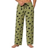 Vulcanodon Men Cotton Pajama Pants Soft Funny Lounge Sleep Bottoms | Lightweight Pj Bottoms with Pockets and Button Fly, Shark Dinosaur Animals Printed Pants, Year-Round Comfort