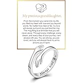 DIOWUS To My Granddaughter Hug Ring For Hope Rings, Inspirational Stainless Steel Engarved With Always With You Message Adjustable Ring for Women Non Tarnish Jewelry Gift for Her Birthday Christmas