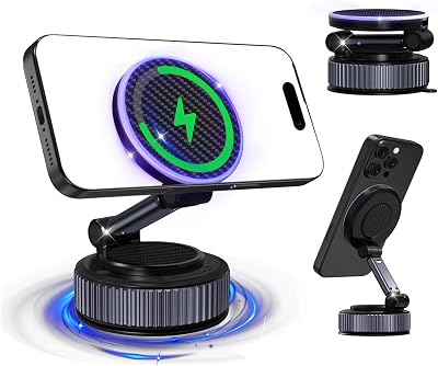 Upgraded Vacuum Magnetic Mobile Phone Holder Car, 15W Handyhalterung Auto Magnet, 360° Rotatable for Car/Mirror, Magnetic Phone Holder für iPhone & Android
