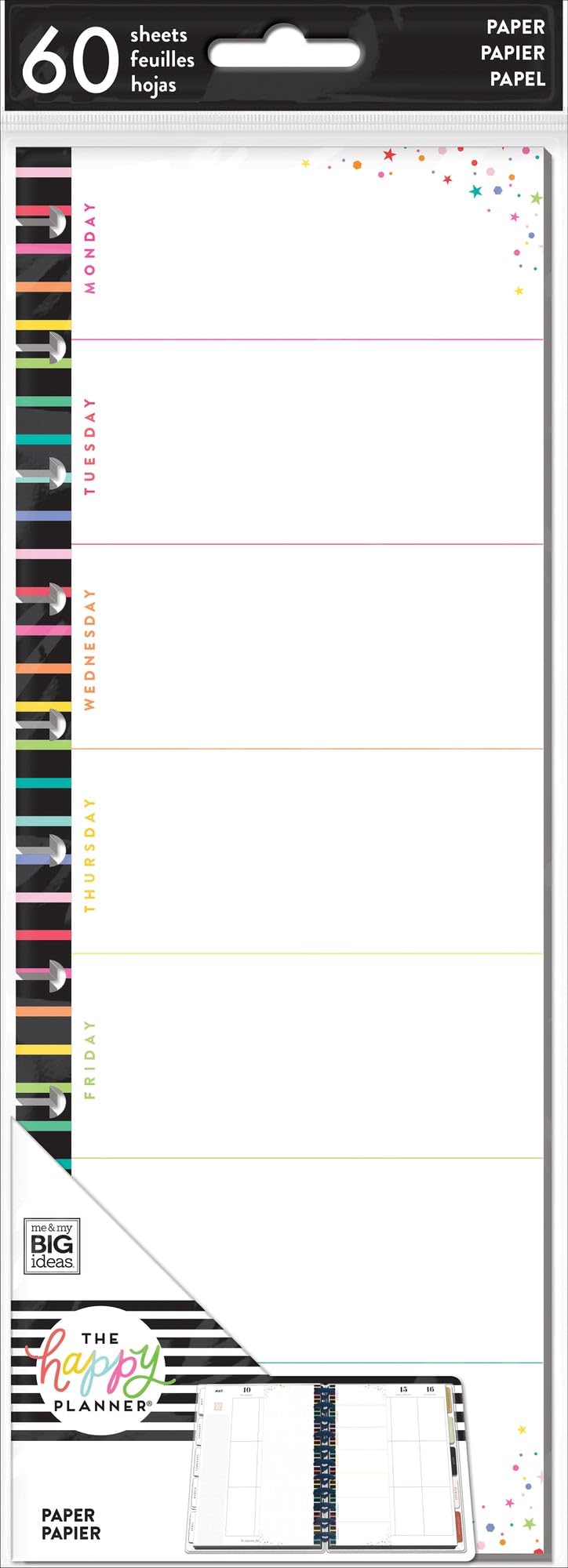 60 Half Pages for Large Organiser 'Me & My Big Ideas - The Happy Planner' Weekly Stripe
