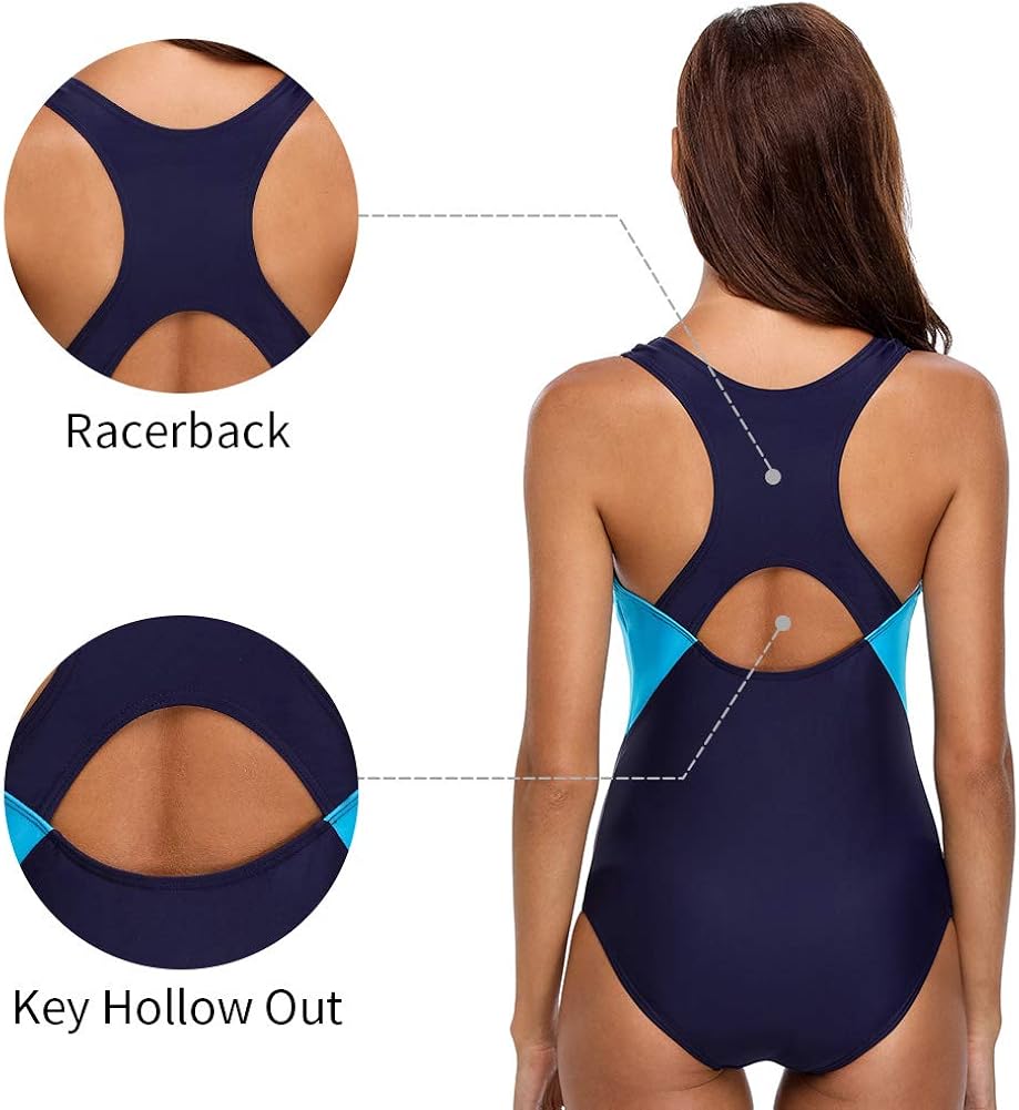 ALove Chlorine Resistance Athletic One Piece Swimsuits for Women UPF 50+ Sports Bathing Suits : Clothing