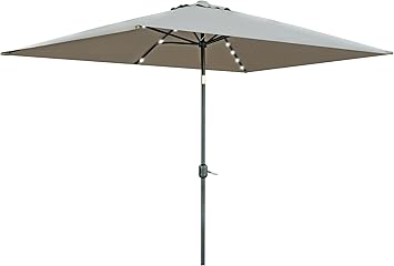 Amazon Com Trademark Innovations Rectangular Solar Powered Led Lighted Patio Umbrella 10 X 6 5 Tan Garden Outdoor