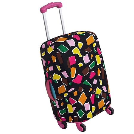 Travel Luggage Cover Stretch Spandex Elastic Waterproof Suitcase Cover Dustprof Protector Fits 18-28 Inch for Trolley Bag (Polygon, L)