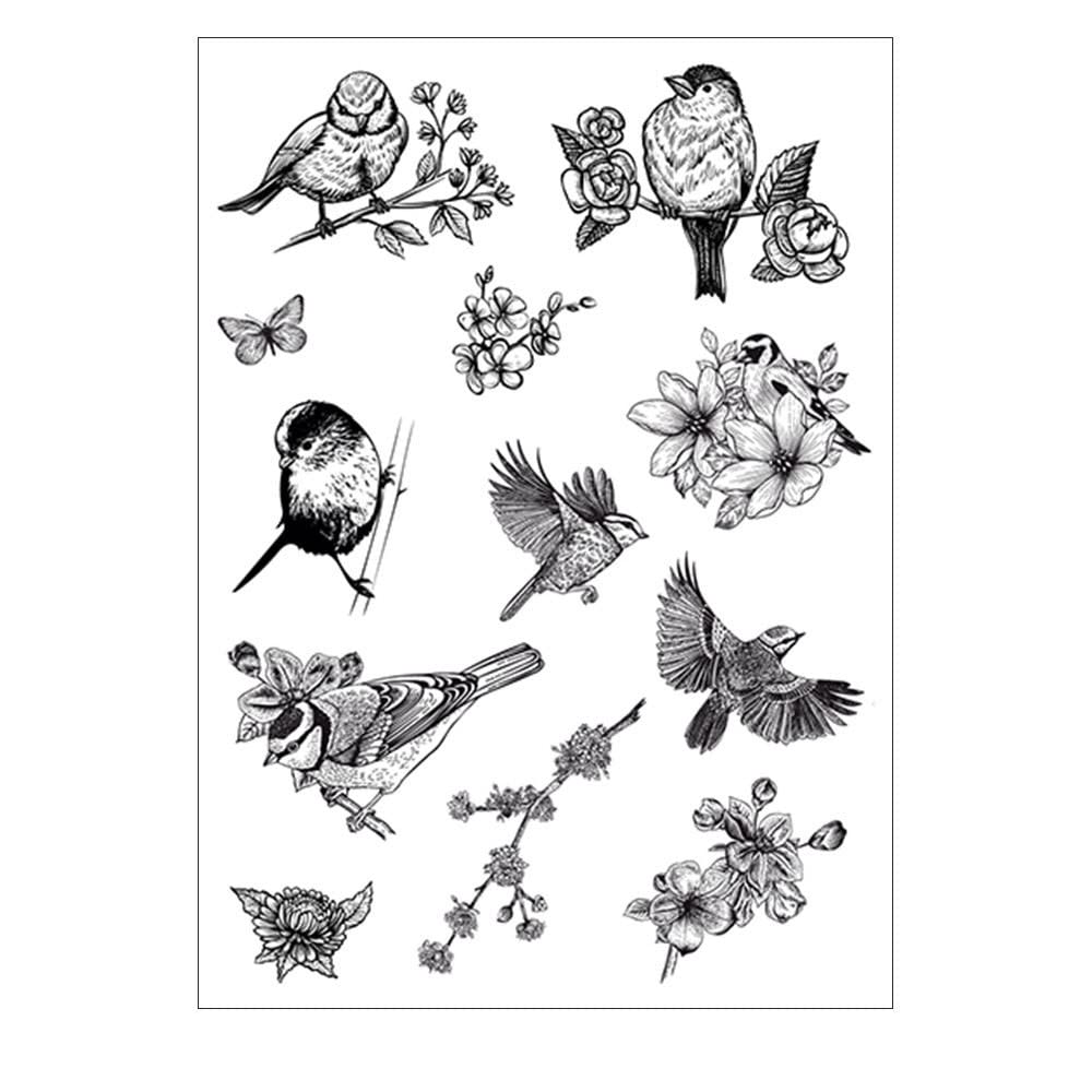 Arriettycraft Birds Chickadee Christmas Flowers Clear Stamps for Card Making Decoration and DIY Scrapbooking