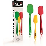 Silicone Spatula Set - 3 pack - Heat-Resistant, Non-Stick Flexible Rubber Spatulas with One Piece Solid Stainless Steel Core Design