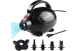 QIPUMP Electric Pump for Inflatables,Quick-Fill Air Mattress Pump for Air Bed Pool Toy Raft Boat,AC 110-120V Quick-Fill Inflator,Electric Air Pump with 4 Nozzles,Black