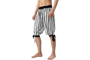 JIEFULL Men's Pirate Shorts- Renaissance Costume Trousers- Medieval Retro Pants -Viking Shorts