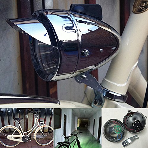 GOODKSSOP 180lm Vintage Retro Chrome Bicycle Bike LED Headlight Front Fog Head Light Lamp Silver