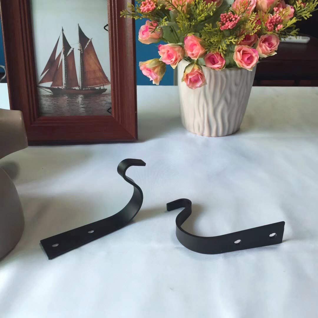 Zkaiz Wrought Iron Hooks for Hanging Lantern Coat Garden Planter Decoration Rustic Vintage Style Wall Curved Up Bracket Hook (2 Pack)