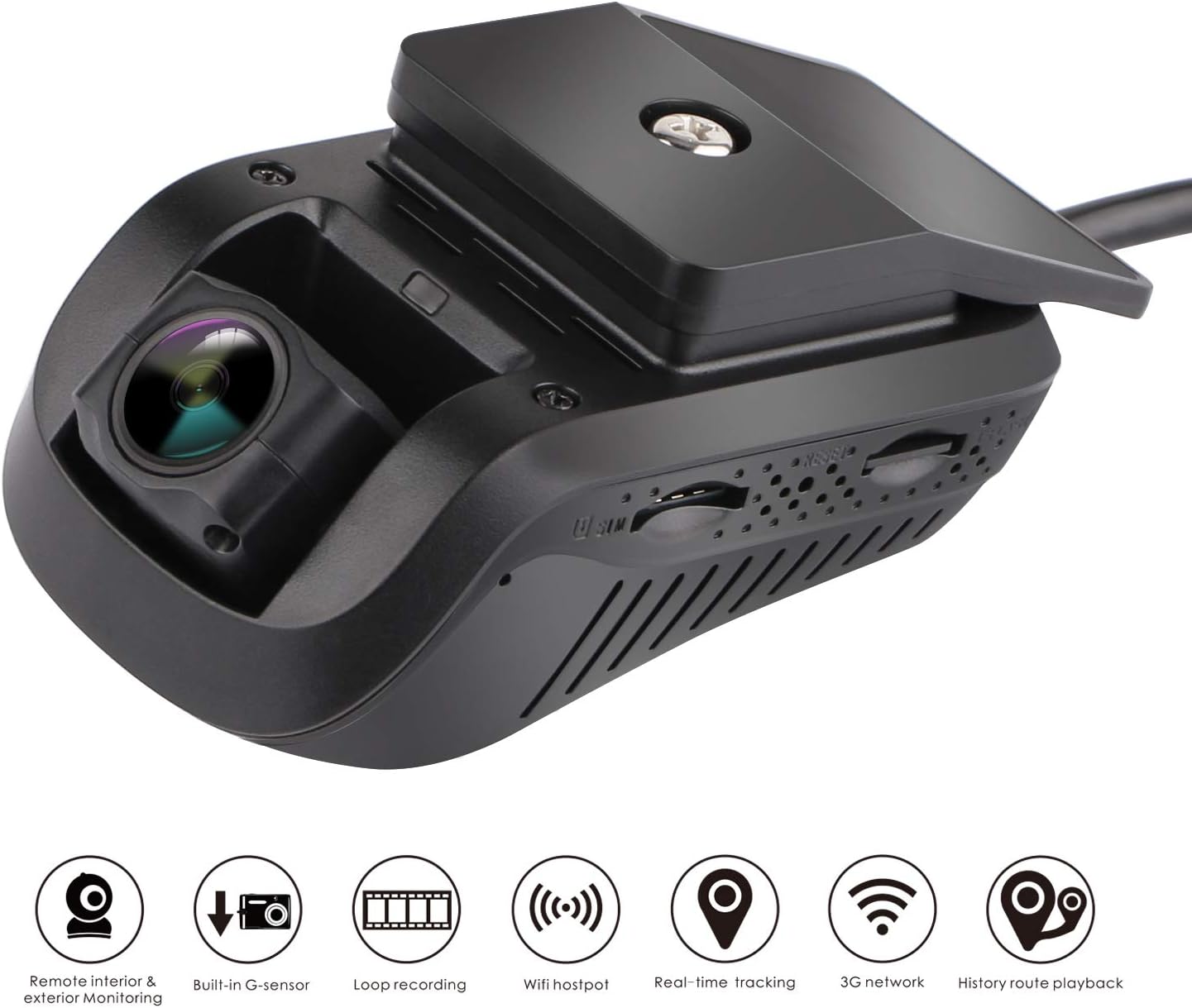 Dual Dash Cam - MiCODUS Dash Cam Front and Rear NO Monthly Fee Full HD 1080P 140-degree Wide-Angle DVR, WDR, Live Video Streaming with GPS Tracker Function