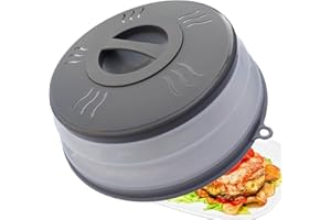 XGHJ Microwave Splatter Cover Vented for Food, Microwave Plate Cover Splatter Guard & Colander, Fruit Vegetables Drainer with Hook Hole, Dishwasher-Safe,BPA-Free Silicone & Plastic (Grey)