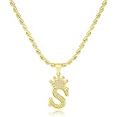 KYNOX A-Z Initial Necklace 14K Gold Pendant for Men Women, Letter Necklace Everyday Minimalist Accessories Hip Hop Alphabet Name Jewelry Mom Gifts