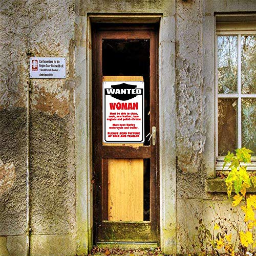 DoubleWood Wanted Woman Motorcycle Funny Metal Sign Novelty Garage Biker Bar Wall Decor (Wanted Woman)